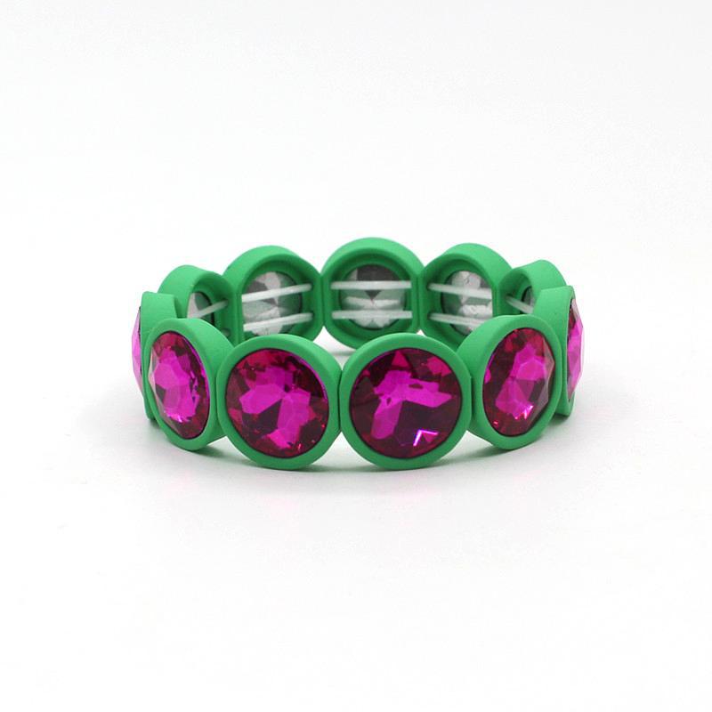 Wholesale Enamel Colored Rubber Lacquer Gemstone Flower Crystal Colored Glass Bracelet